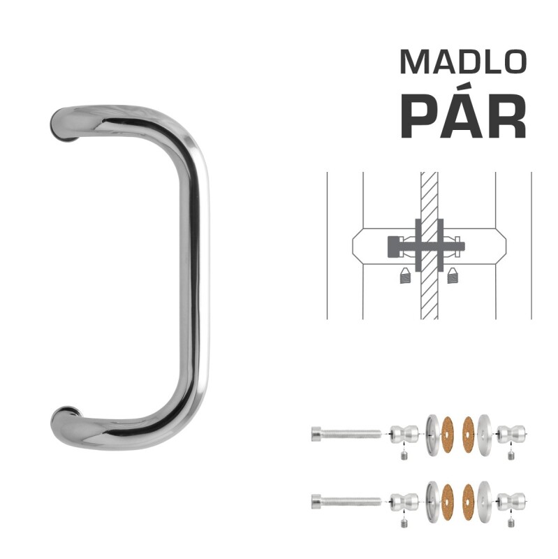 TÜRGRIFF M2 WA/AS-GLAS - Paar (LN - Polierter Edelstahl)