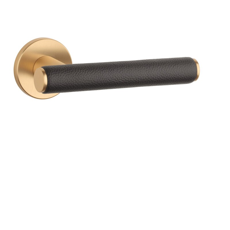 Türbeschläge MP AS - EGERIA - R 7S (OLS - Gebürstetes Messing / braunes Leder)