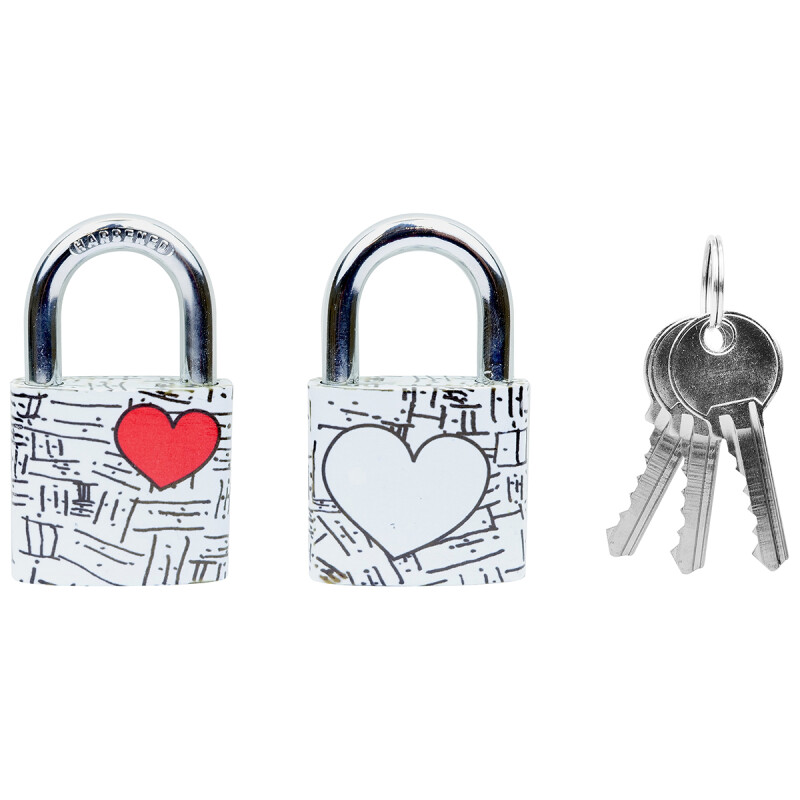 Gusseisenschloss im Blister mit Farbdruck und Platz zum Schreiben von Namen RICHTER RV.OVAL.38.JU2