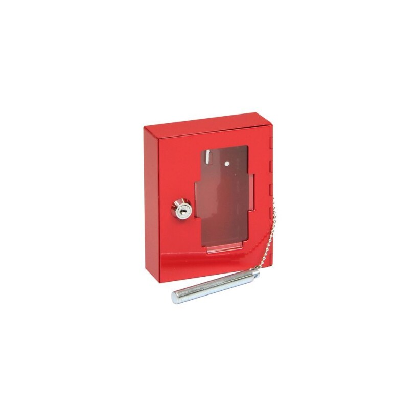 Feuerfester Stahlschrank mit Glas und Hammer RICHTER TS.1021.G (rot)