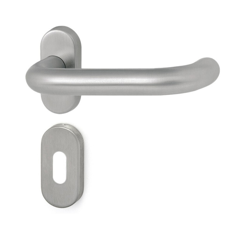 Türbeschlag HOLAR MT 02 mit ovaler Rosette (Edelstahl)