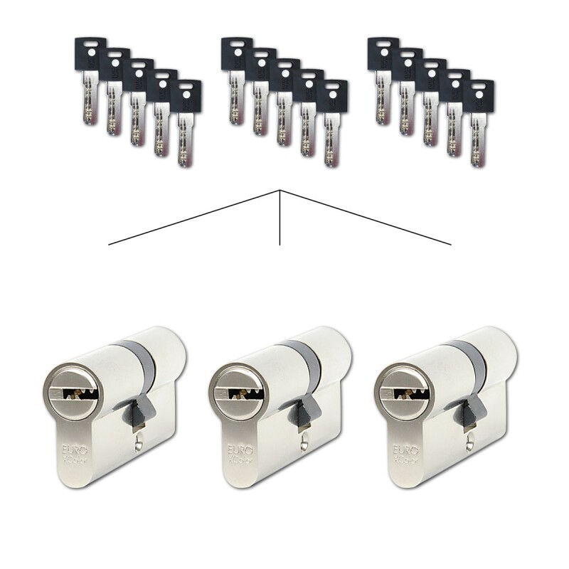 Satz mit 3 Richter EURO XCOLOR Zylindereinsätzen SET3.BIL