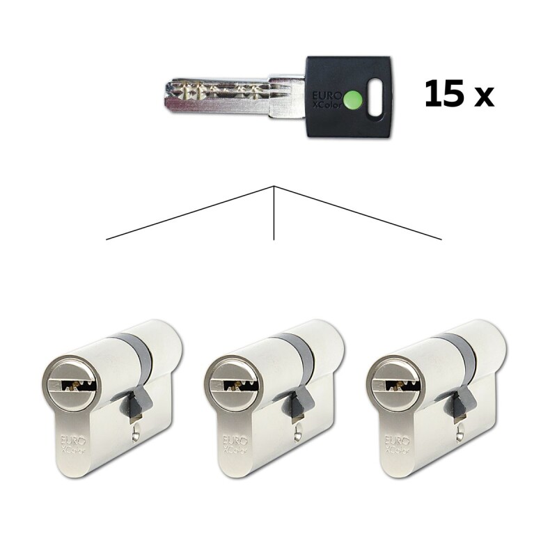 Satz mit 3 Richter EURO XCOLOR Zylindereinsätzen SET3.GREEN