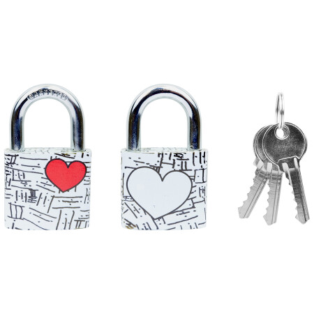 Gusseisenschloss im Blister mit Farbdruck und Platz zum Schreiben von Namen RICHTER RV.OVAL.38.JU2