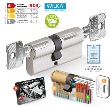 Doppelseitiger zylindrischer Sicherheitszylinder WILKA RC4