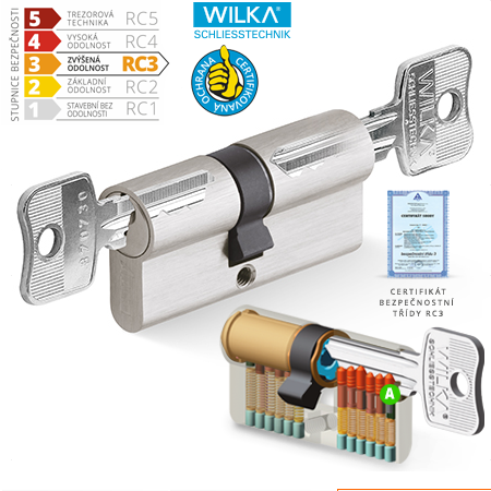 Doppelseitiger Sicherheitszylinder (Notfall) ACT WILKA RC3