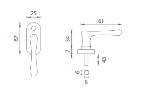 Fensterbeschlag  MP Halbolive klein Elegant (OLV)