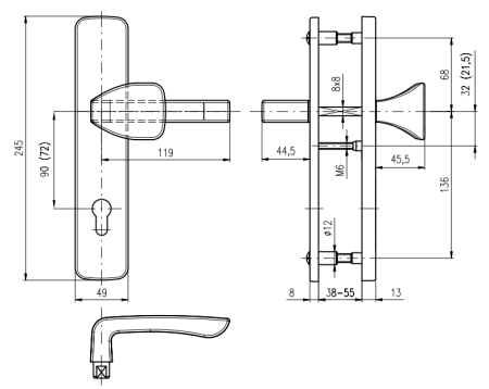 Sicherheitsbeschlag ROSTEX BK 802 ASTRA (TITAN GOLD)