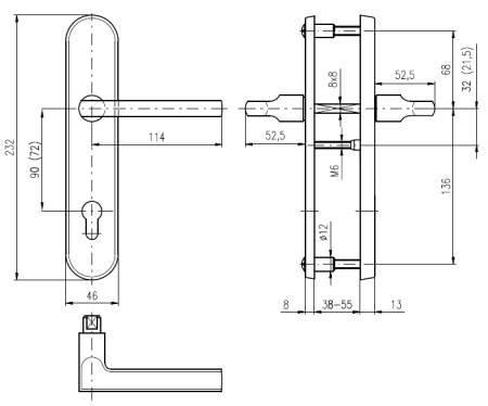 Sicherheitsbeschlag ROSTEX BK 807/O BRIT (EDELSTAHL MATT)