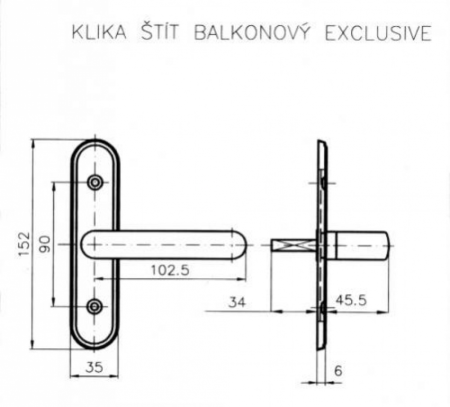 Fensterbeschlag ROSTEX Balkonklinke und -schild EXCLUSIVE (TITAN GOLD)