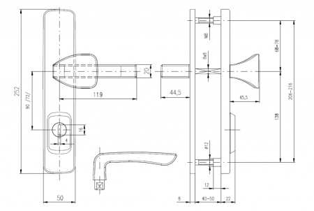 Sicherheitsbeschlag ROSTEX BK RX 802 ASTRA (CHROM-EDELSTAHL)