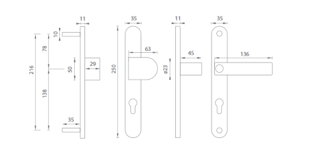 Verstärkte Türbeschläge MP Magnus 3198 (T)