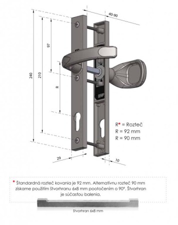 Befestigte Türbeschläge MP Felix H2 (BRAUN 8017)