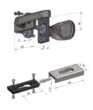 Befestigte Türbeschläge MP Felix H1/UR (BRAUN-GRAU)