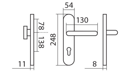 Sicherheitsbeschlag TWIN COLUMBUS HR H 2094KS mit Griff KLESO (E)