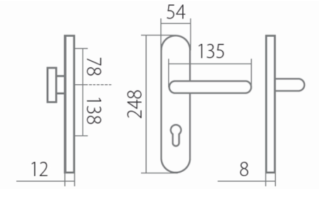 Sicherheitsbeschlag TWIN COLUMBUS DEF HR H 2094KS mit Griff BLOCK (E)