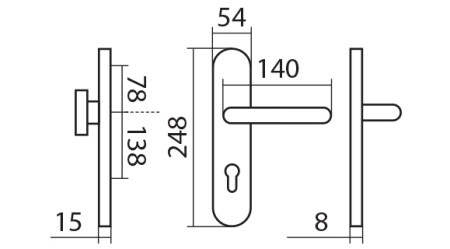 Sicherheitsbeschlag TWIN COLUMBUS DEF HR H 2094KS mit GULF-Griff (E)