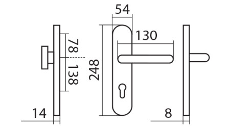 Sicherheitsbeschlag TWIN COLUMBUS ALFA HR H2094 KS (E)