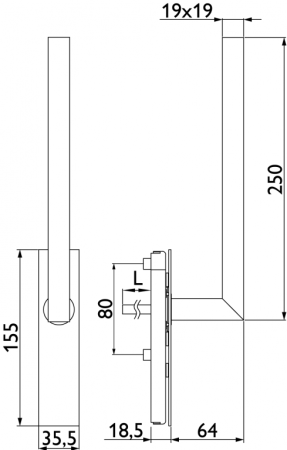 Fenstergriff TWIN HS PORTAL ALFA HR H 1836 (E)