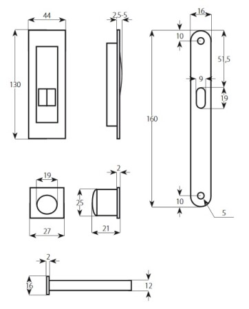 Muschel für Schiebetür TWIN KIT Set Quatro BB (XR, XR-S, XR-I, XR-T, CH-SAT, CH)