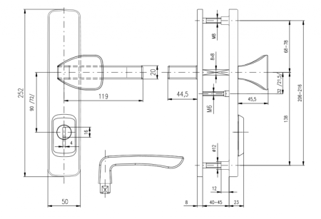 Sicherheitsbeschlag ROSTEX BK RX 1 ASTRA 4. Kl. (CHROM EDELSTAHL)