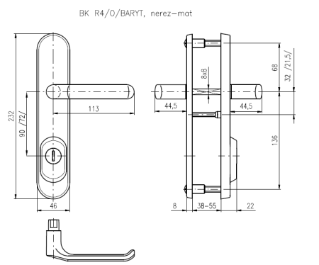 Sicherheitsbeschlag ROSTEX BK R4/O BARYT (CHROM EDELSTAHL)