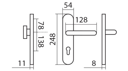 Sicherheitsbeschlag TWIN COLUMBUS HR H 2094KS mit ALA-Griff (E)