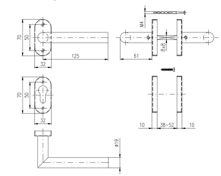 Türbeschlag ROSTEX ALBACETE Oval (EDELSTAHL MATT)