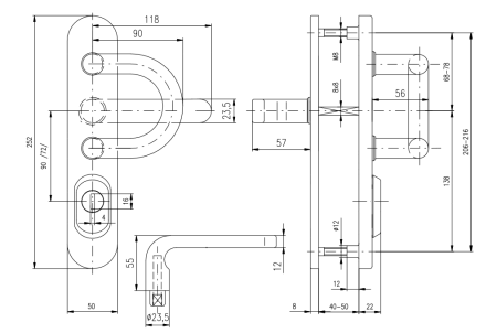 Sicherheitsbeschlag ROSTEX BK RX 1-50 FORTE 3.Kl. (EDELSTAHL MATT)