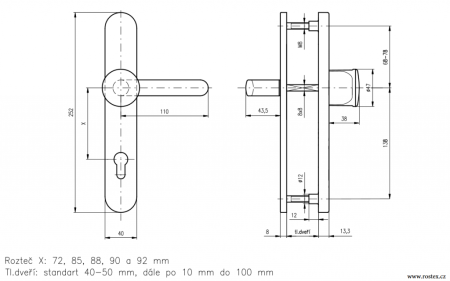 Sicherheitsbeschlag ROSTEX BK RX 802-40 EXCLUSIVE 3.tr. (CHROM-EDELSTAHL)