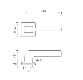 Türbeschlag MP Dara HR 4007Q 5 S (PVD CUM - PVD gebürstetes Kupfer)