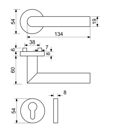 Türbeschlag RICHTER RK.L-FORM (Edelstahl)