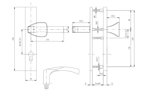 Sicherheitsbeschlag ROSTEX BK RN802 MANDELO (EDELSTAHL MAT)