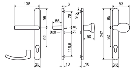 Türprofilbeschlag RICHTER RHD 0040 ZB (Edelstahl)