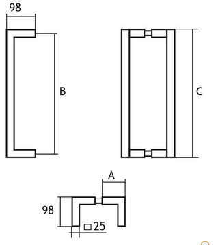 Griff EUROLATON für Glas- und Holztüren - 76250350 (Edelstahl)