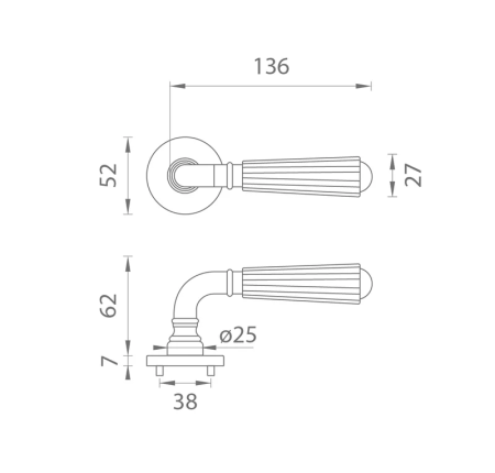 Türbeschläge MP - AS - UTRICA - R 7S (OLV PVD - Messing poliert lackiert)