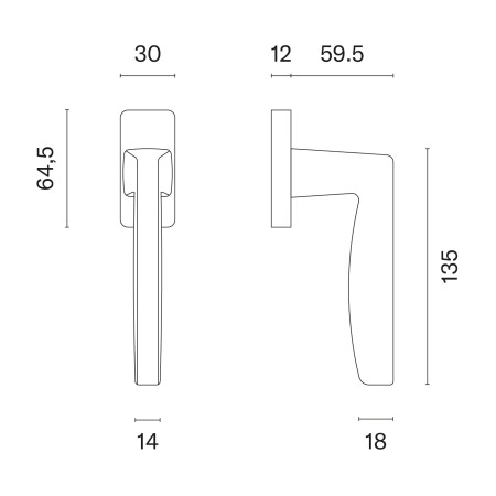 Euro-Fenstergriff MP ERBA - HR 7S (OLV PVD - Poliertes lackiertes Messing)