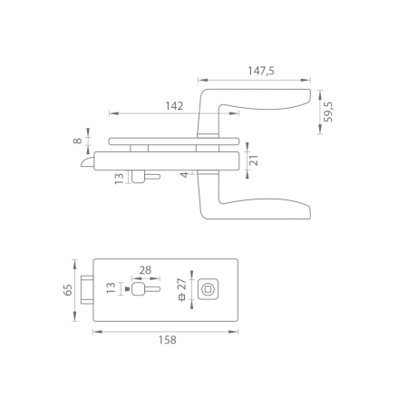 MP – UNIQUE R8 – ERBA Glasschloss mit Griff – WC (BS – Mattschwarz)