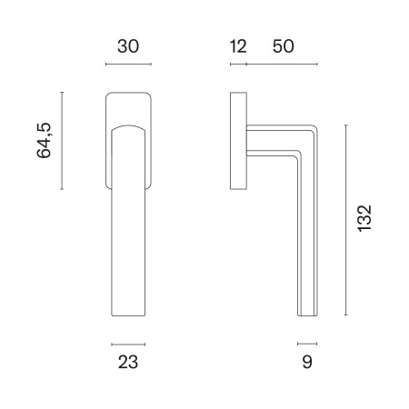 Euro-Fenstergriff MP HOSTA - HR 7S (OLV PVD - Poliertes, lackiertes Messing