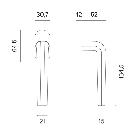 Euro-Fenstergriff MP INULA - R 7S (OLV PVD - Poliertes lackiertes Messing)