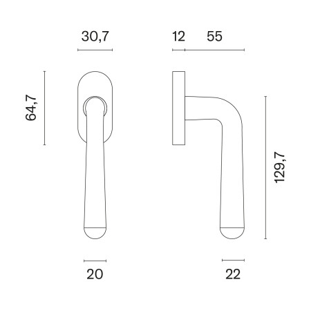 Eurofenstergriff MP IRGA - R 7S (BS - Mattschwarz)