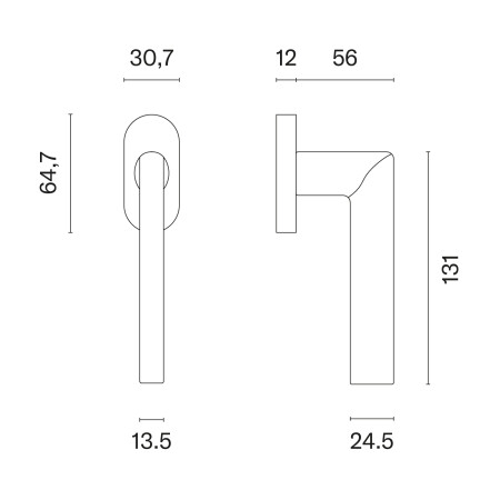 Eurofenstergriff MP KALMIA - R 7S (BS - Mattschwarz)