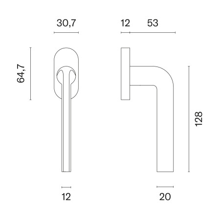 Euro-Fenstergriff MP OLEANDRO - R 7S (BS - Mattschwarz)