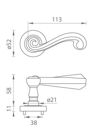 Türbeschlag MP CARLA - R 738 (OLV - Messing poliert lackiert)