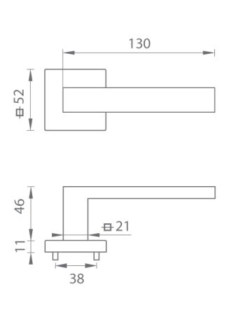 Türbeschlag MP TI - SQUARE - HR 2275Q (OCS - Gebürstetes Chrom)