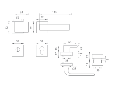 Sicherheitsbeschläge MP TI - CUBO / CINTO - HR 3230/2732 (NP - Nickelperle)