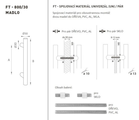 TÜRGRIFF MP Code K00 Ø 30 mm UN (WS - Weiß matt) - Paar