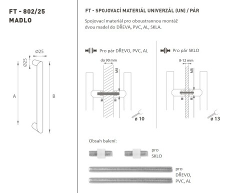 TÜRGRIFF MP Code K02 Ø 25 mm UN (WS - Weiß matt) - Paar