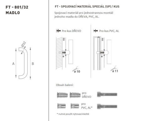 TÜRGRIFF MP Code K01 Ø 32 mm SP (BN - Gebürsteter Edelstahl)