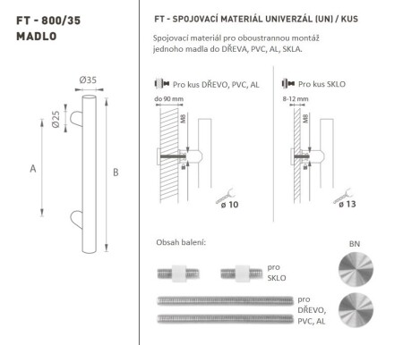 TÜRGRIFF MP Code K00 Ø 35 mm UN - Stück (BN - Gebürsteter Edelstahl)